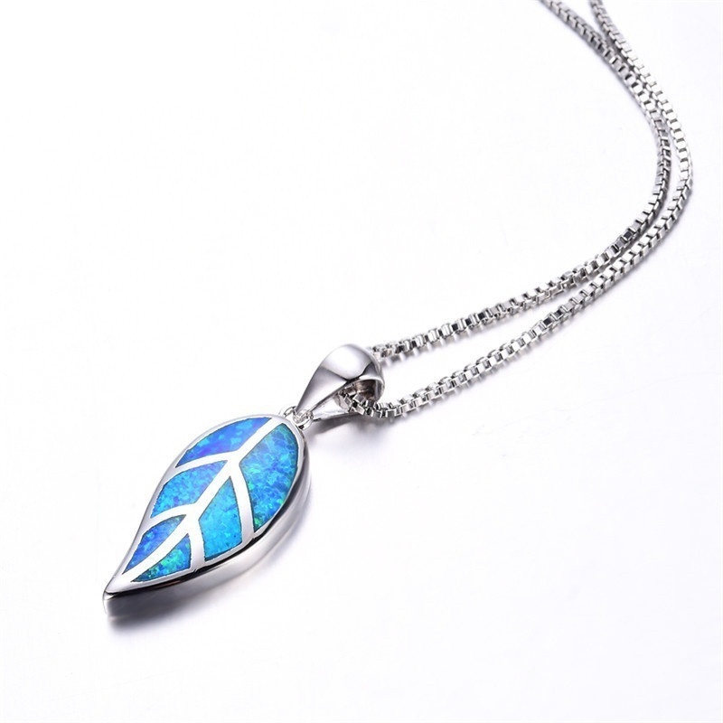 Fashion Simple Design A Blue Blue Opal   Pendant Necklace Chain Gifts