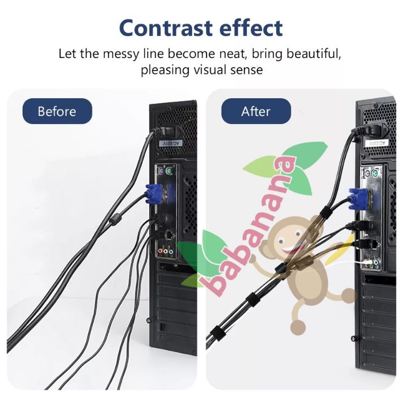 5M Pengikat Kabel Cable Manajemen Perekat Perapih Cord 5 Meter Organizer Holder Penggulung