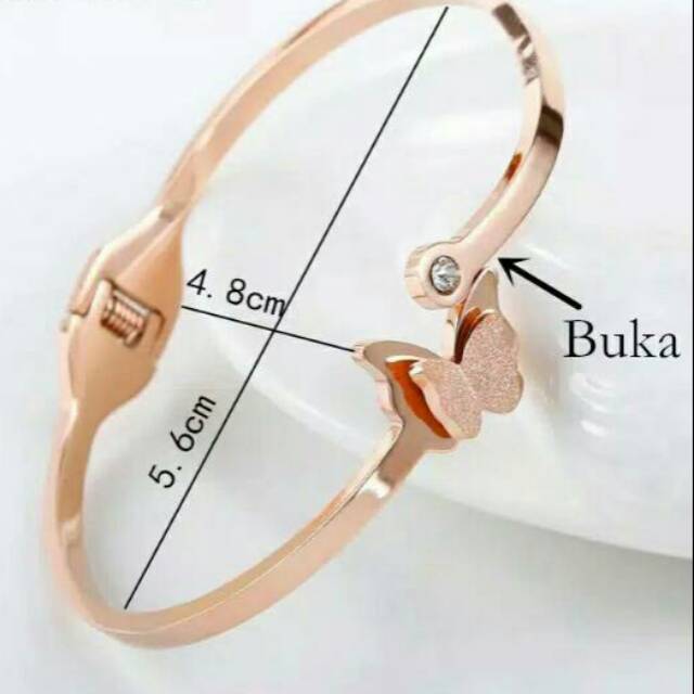 GG Gelang Bangle Aksen Kupu kupu Titanium#GB-108