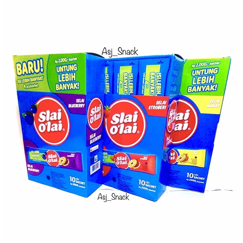 

Roma Slai O’lai 3 Varian Rasa: Selai Stroberi, Selai Nanas, Selai Blueberry ( 10 pcs x 42g )