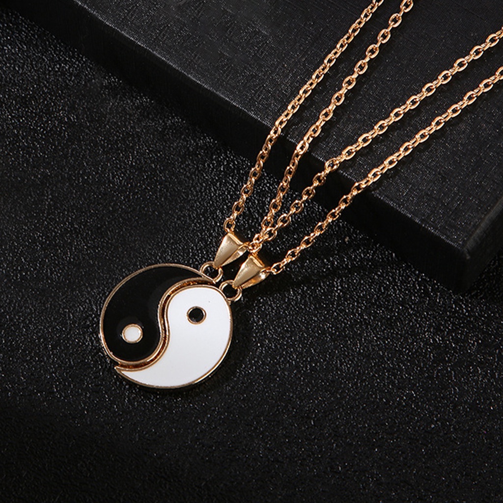 Hu Hu Hu Hu Hu Alat Bantu Pasang Kacamata♡ 2pcs Kalung Rantai Pasangan / Pria / Wanita Liontin Desain Yin Yang Gaya Tradisional / Simple Untuk Hadiah