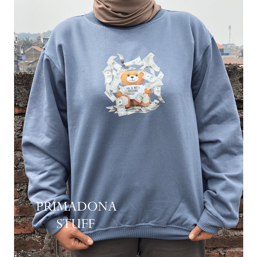 Bear Rich  crewneck sweater pria wanita Kekinian Bahan Fleece