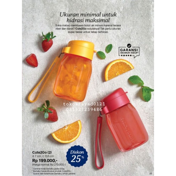 botol bening tupperware botol mini  tupperware cute2go 350ml