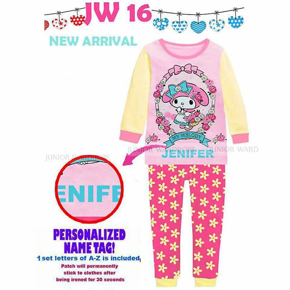 Setelan Piyama Anak Cewek Pajamas &quot;PERSONALIZED NAME&quot; Glittery My Melody Set 3in1