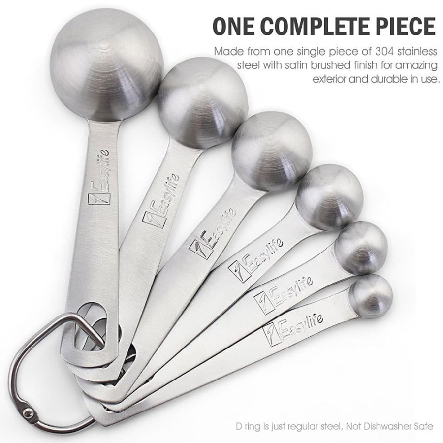 HOOMIN Sendok Takar Ukur Measurement Spoon Stainless Steel 6 PCS - 16752 - Silver