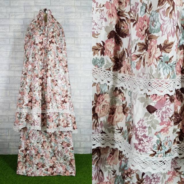 Mukena Katun Jepang Ori Renda Susun Motip Sunrise