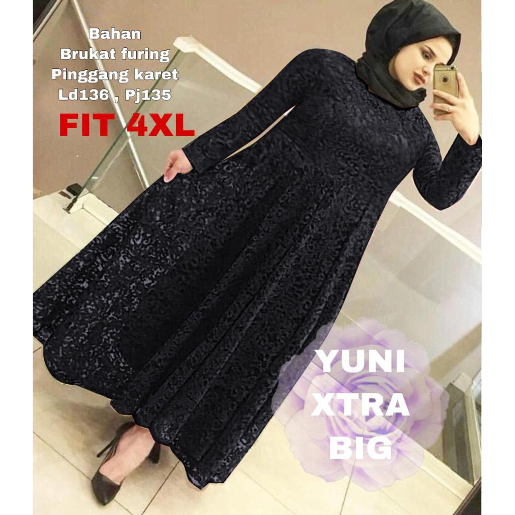 INDOBEST BRUKAT 4XL / 5XL XL  BIG SIZE XTRA / GAUN PESTA / YUNI DRESS GOOD QUALITY GAMIS