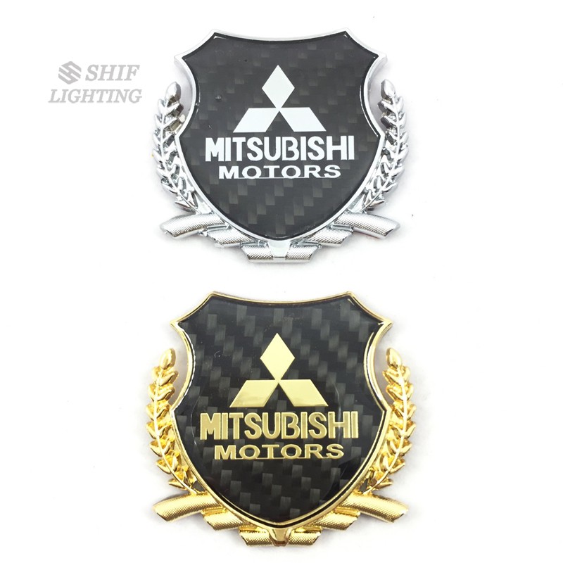 1pc Stiker Emblem Logo MITSUBISHI Bahan Metal Carbon Fiber Untuk Jendela Bagasi Mobil