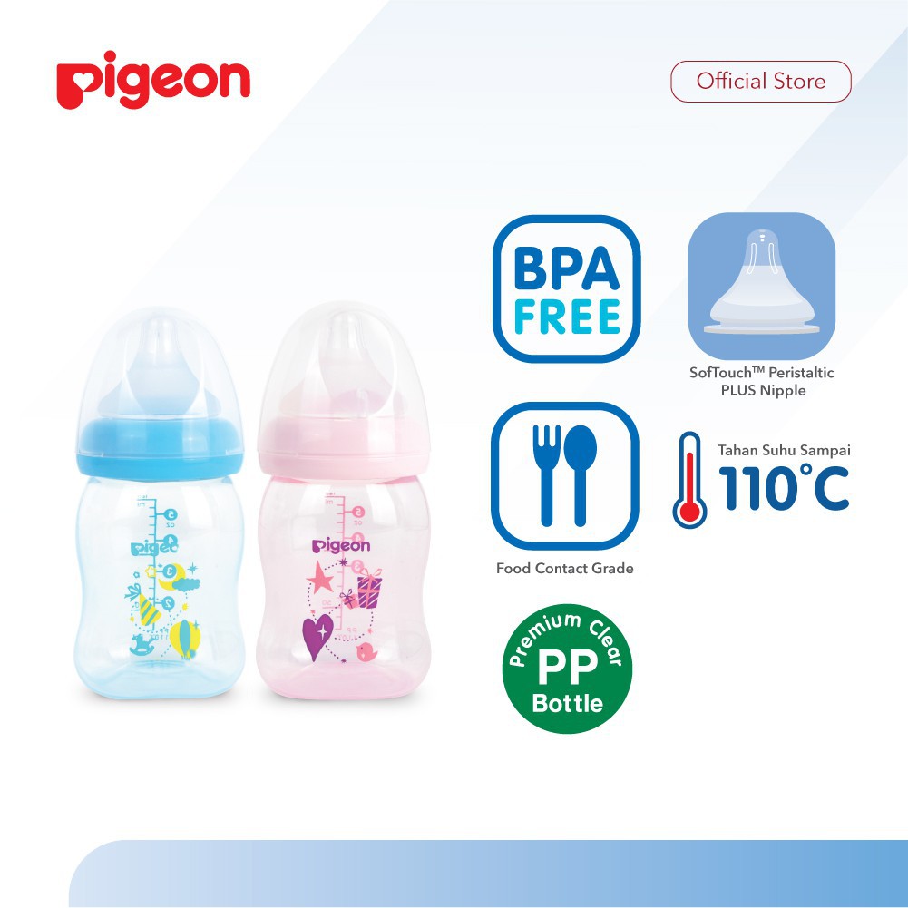 PIGEON Botol Susu PP Clear Wide Neck 160Ml