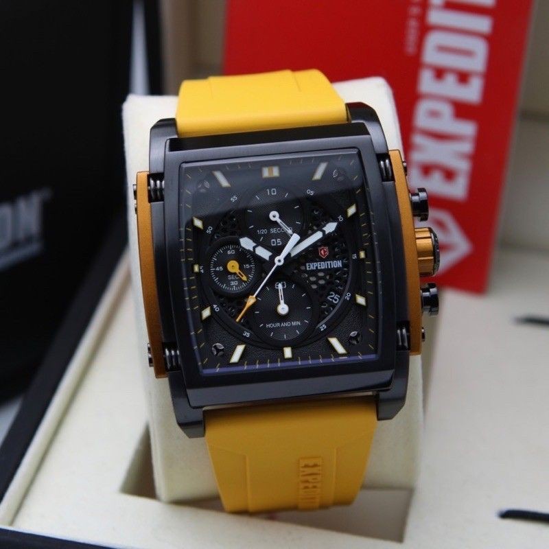 Jam Tangan Expedition E 6798 M Tali Rubber Pria / Cowok Original