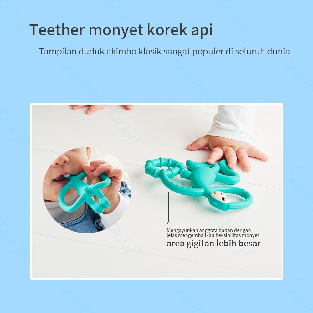 Sweetybayi Teether bayi silikon / gigitan bayi model monyet / molar stick bayi BPA Free