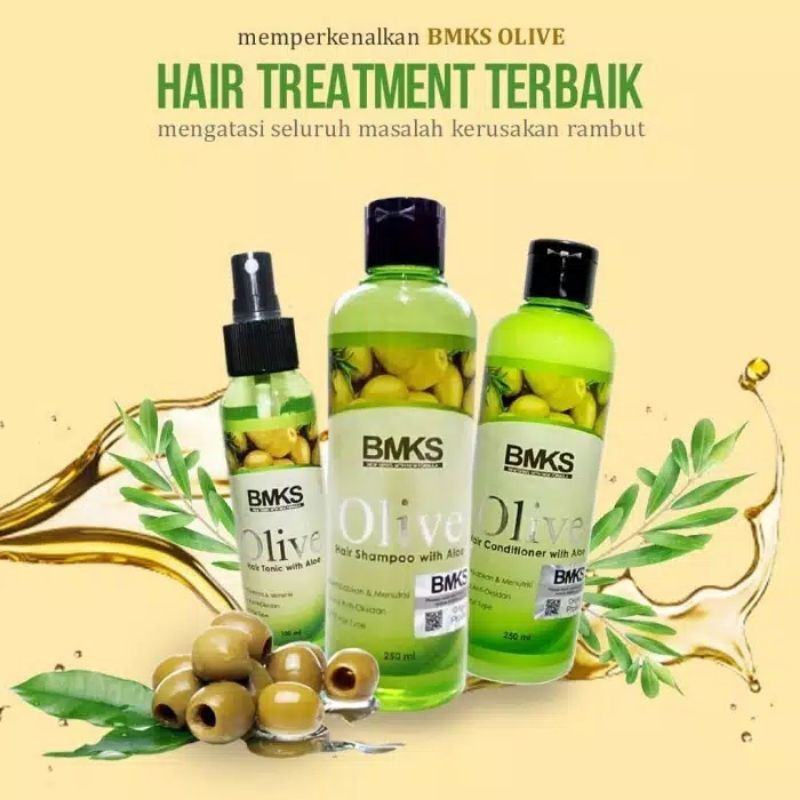 Paket Perawatan Rambut BMKS Olive ( Shampoo + Conditioner + Hair Tonic ) BPOM ORIGINAL