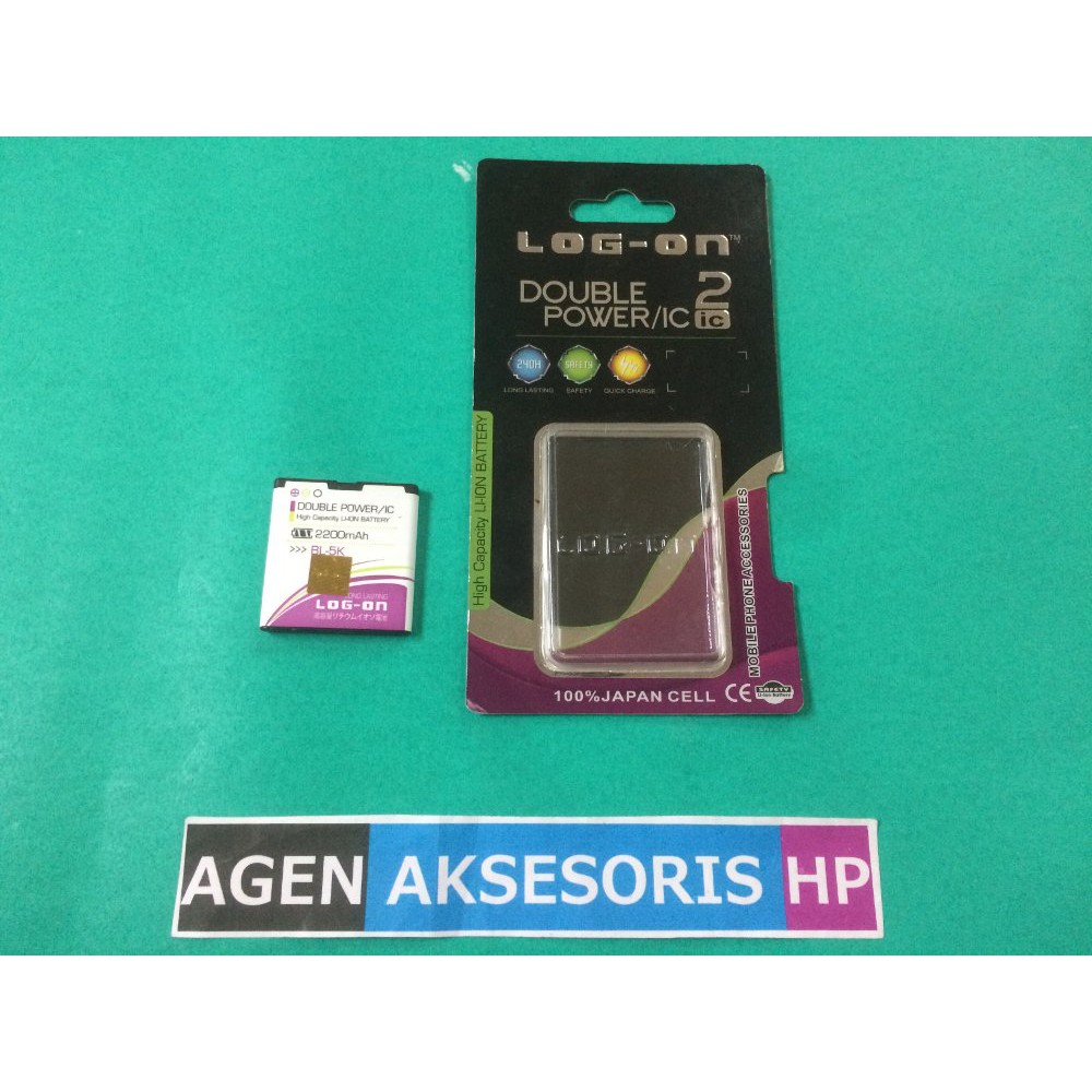 Batre NOKIA BL-5K C7-00 N85 N86 X7 X7-00 Baterai LOG-ON Double Power IC 2200mAh