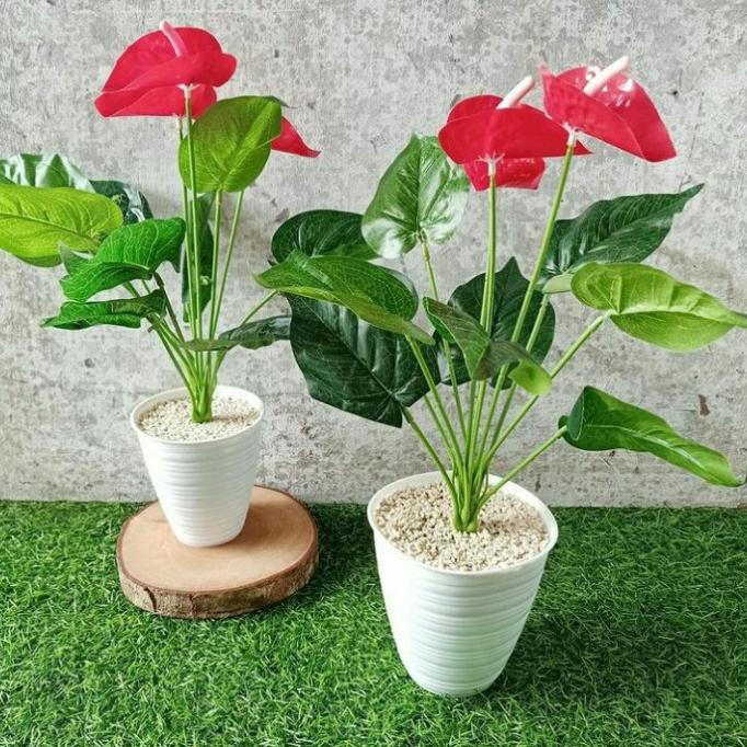 Bunga anthurium palsu bunga hiasa artificial dekorasi rumah