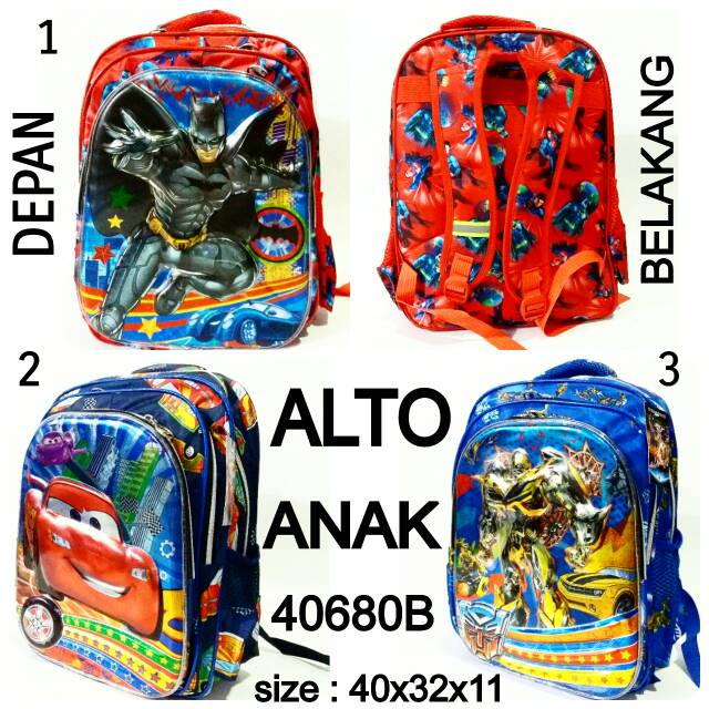 Tas sekolah ransel backpack cowok alto anak 40680B tas punggung karakter murah dan terbaru