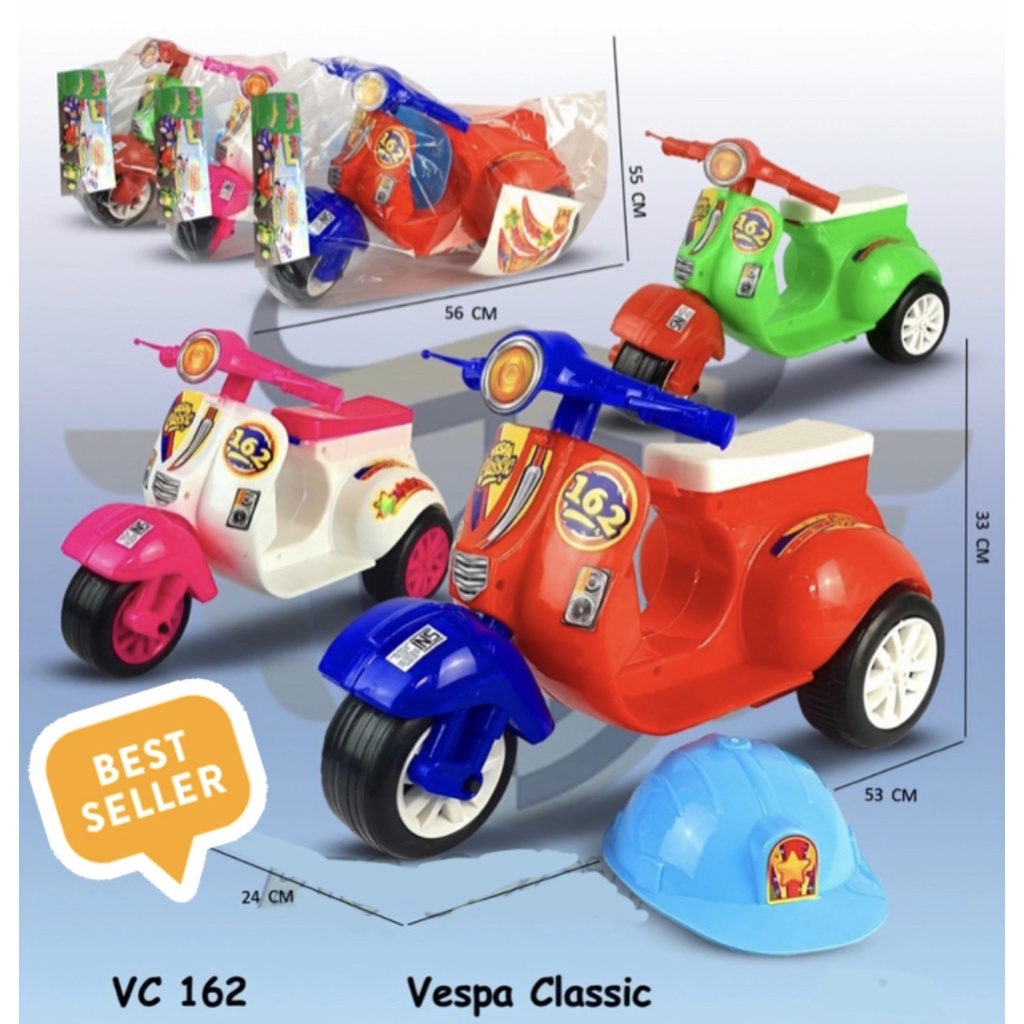 Motor Anak Bisa Dinaiki Vespa Mini VC 162 Mainan Motor Anak Gratis Helm