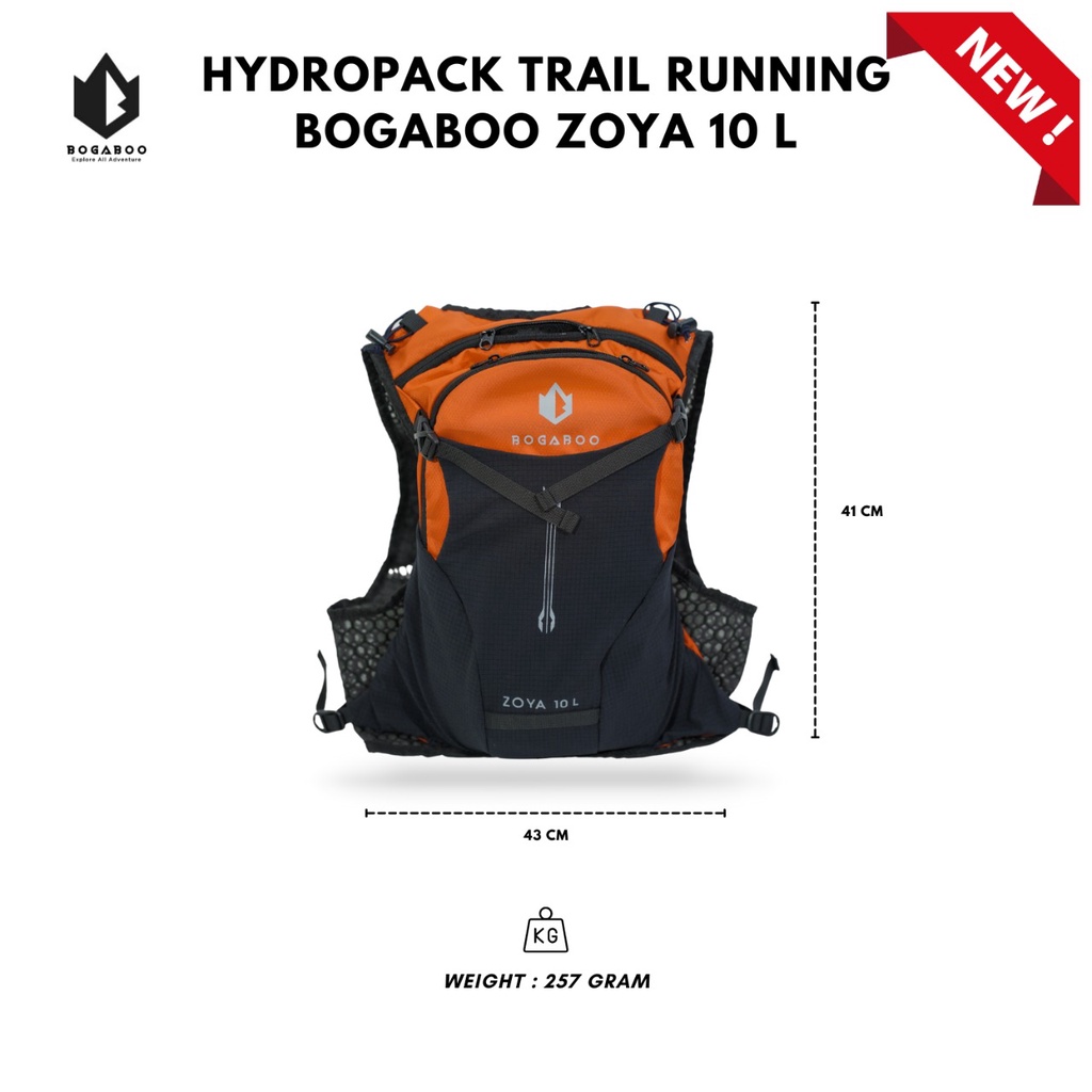 COD Tas Hydropack trail running BOGABOO zoya 10 L - tas lari - tas running - tas motorcross - tas sepeda - tas waterbladder - vest pria wanita