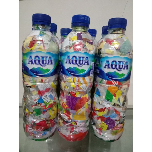ECOBRICK botol AQUA 600ml (200gr)