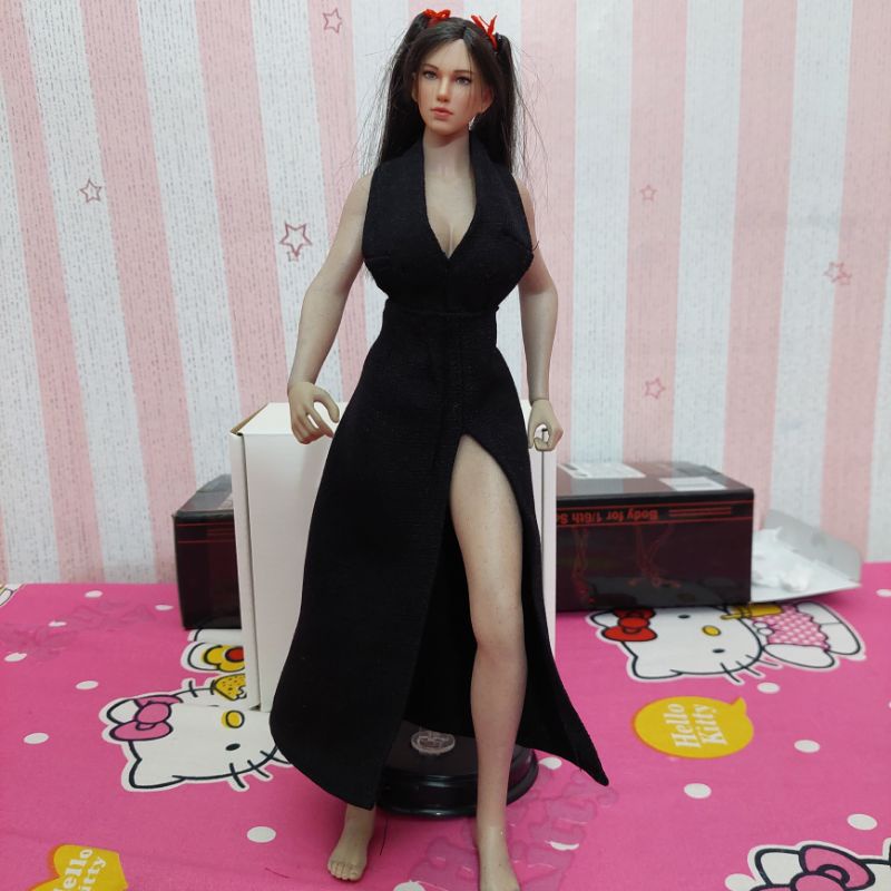 baju phicen tbleague hottoys barbie skala 1/6 - long dress black 1s