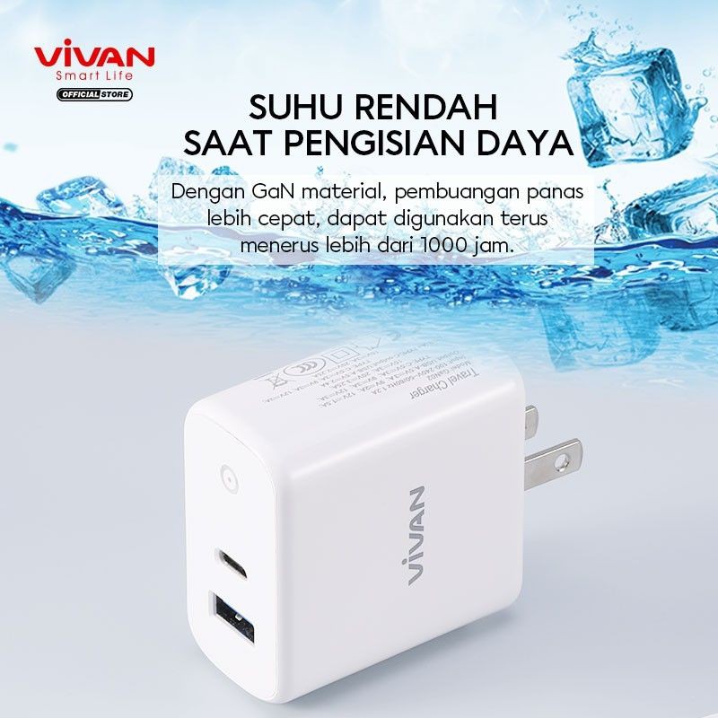 Vivan GaN02 5.4A 65W Travel USB Charger