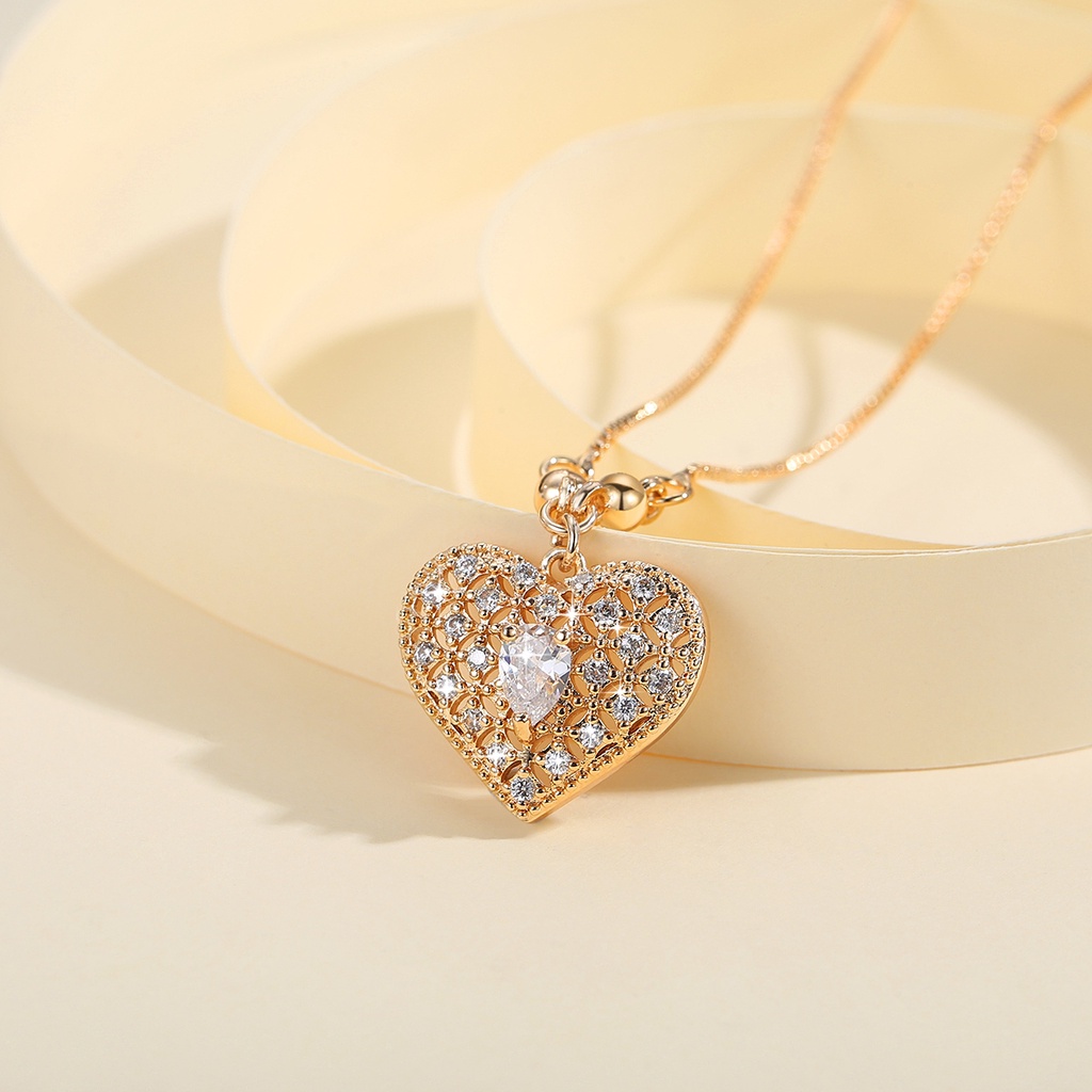 Y615 【COD】 kalung liontin berlian cantik perhiasan wanita lapis emas aksesoris fashion