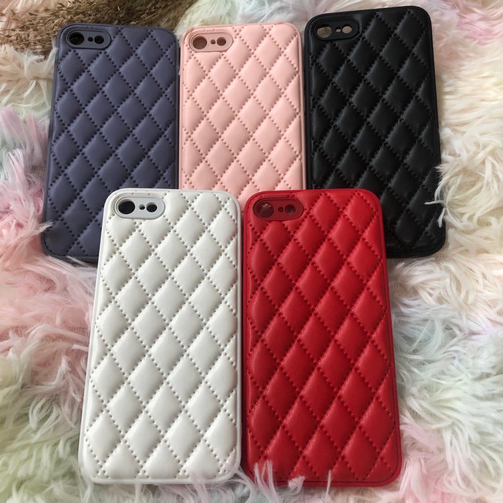 PUFFY Leather Case Bahan Kulit Motif Kotak iPhone 7/8/SE/7plus/8plus/X/Xs/Xr/Xs Max/11/11pro/11promax/12/12mini/12pro/12promax/13/13mini/13pro/13promax