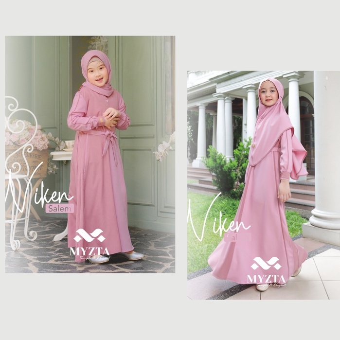 SET GAMIS COUPLE IBU ANAK NIKEN SYARI ORIGINAL BY MYZTA INAYA EXCLUSIVE SETELAN KHIMAR PASHMINA DRES