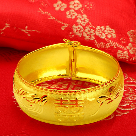 Gelang Emas Asli Kadar 375 Model Double Happiness Dragon Dan Phoenix Dowry Untuk Wanita