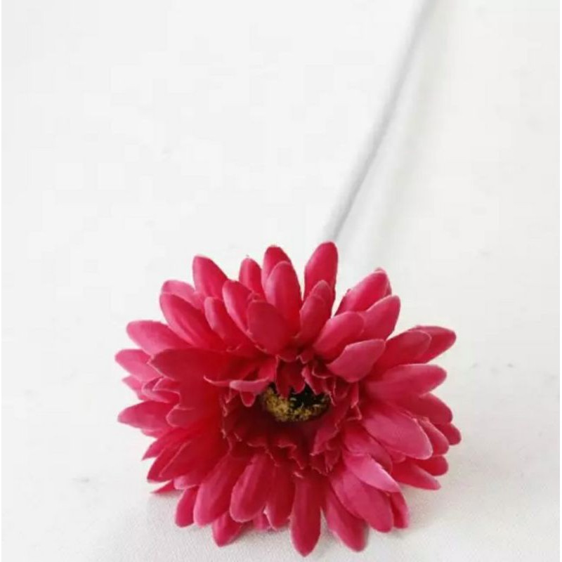 Bunga Aster Krisan Chysanthemum Artificial tangkai panjang bunga plastik mawar dekorasi rumah pesta-Deep Rose