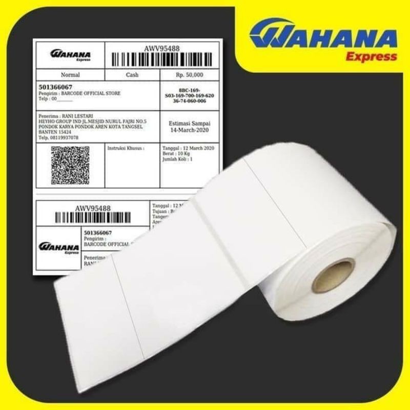 LABEL STICKER BARCODE 102X127mm ( 1 LINE ) THERMAL 250Pcs termurah