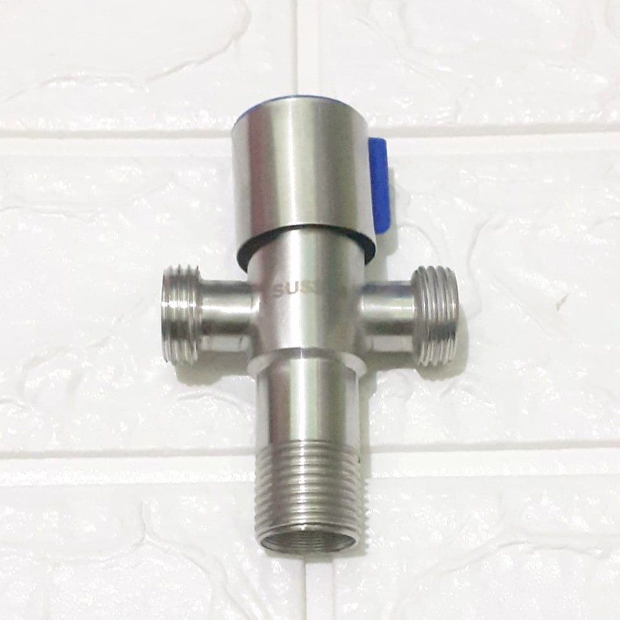 Stop Kran Kloset 2 Cabang Double Stainless Jet Shower SUS304 / Keran / Kran Cabang T Double / Stop Keran Stainless