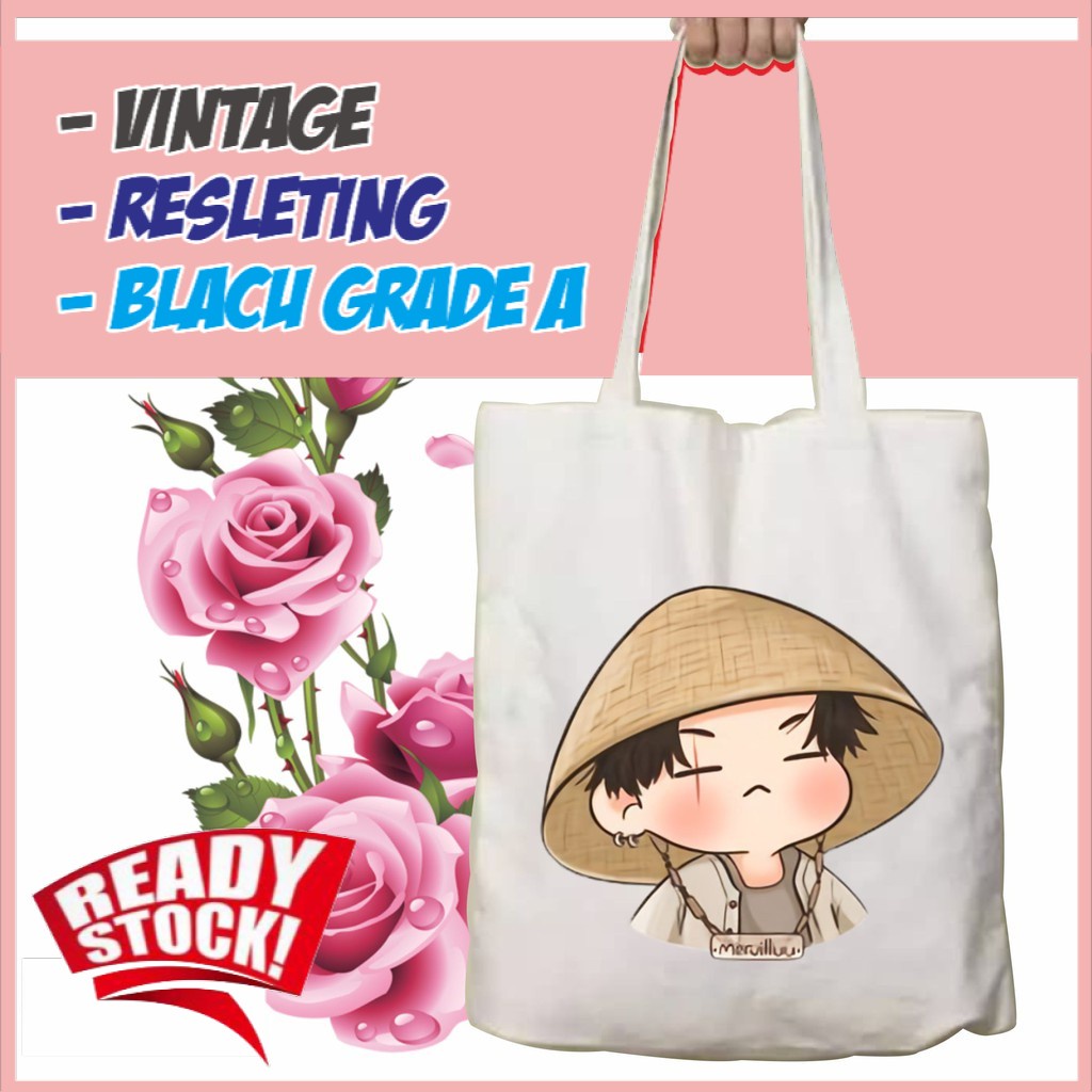 Ready Tote Bagbag Vintage SUGA aesthetic Resleting Custom Tote Bag