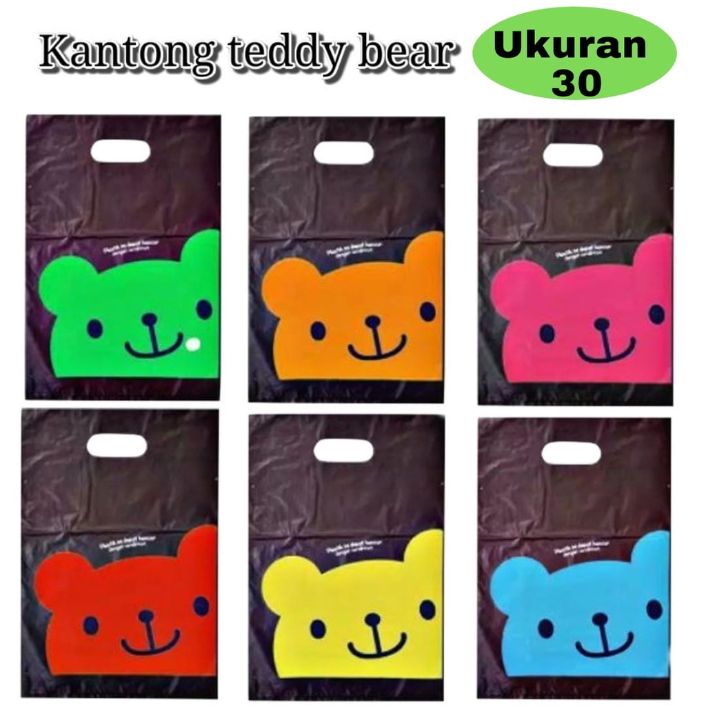 Oval Teddy Uk.30 / Kantong Kresek Motif / Plastik Olshop Motif / Plastik Motif / Kresek Motif/ kresek teddy oval/plastik packing teddy/plastik teddy hitam