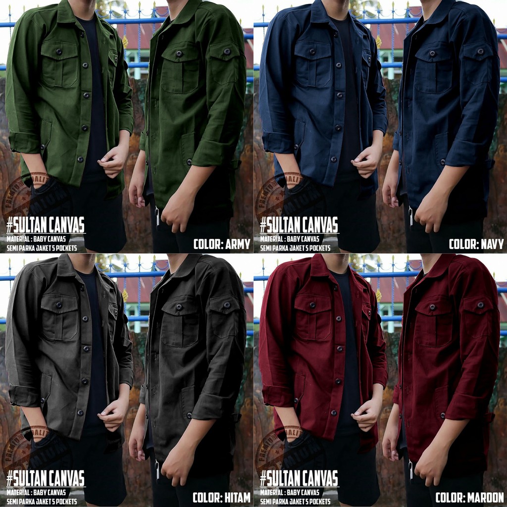 COD ✔ CANVAS SULTAN / JAKET PRIA BAHAN CANVAS READY 4 WARNA