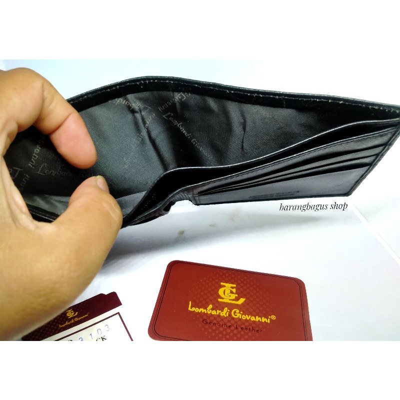 Dompet original kulit asli pria Lombardi Giovanni model serat urat kayu