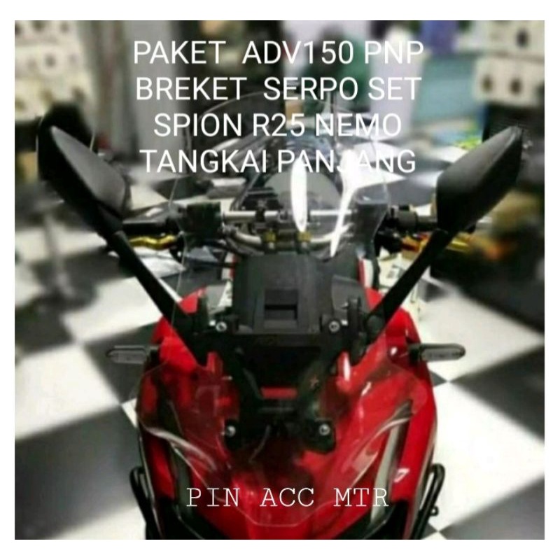 BREKET SERPO+SPION R25 CARBON NEMO/TANGKAI PANJANG/PENDEK NEMO MOTOR ADV 150 PNP