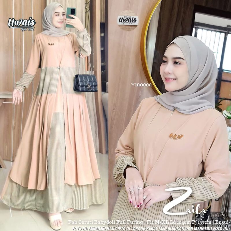 Zaila gamis katun ori uwais ready