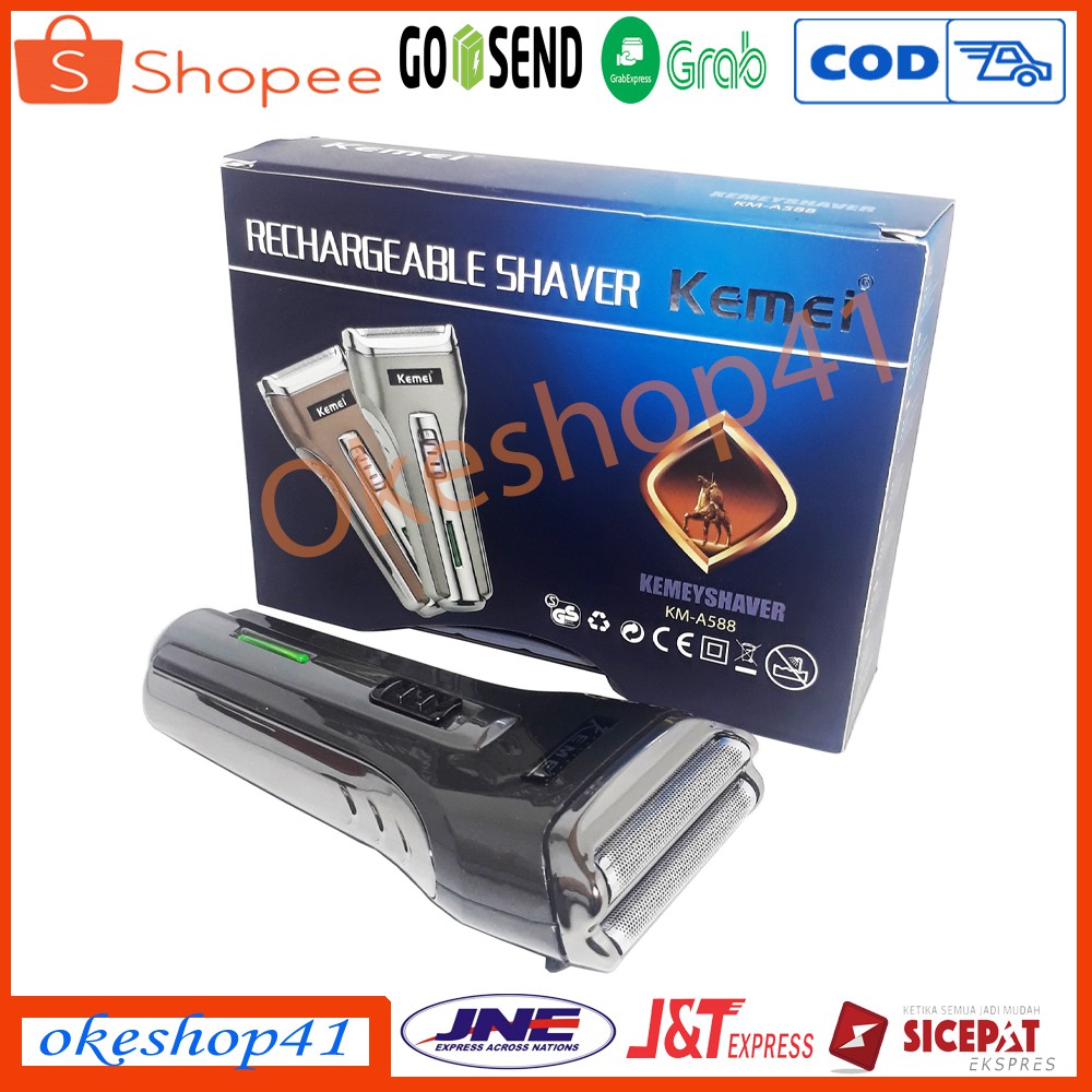 Kemei Shaver KM A588 Alat Cukur Kumis dan Jenggot System Cas