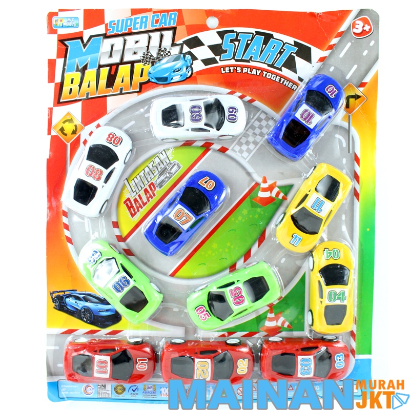 MAINANKEI MAINAN ANAK MURAH MAINAN SUPER CAR MOBIL BALAP MM09 MAINAN ANAK MOBIL BALAP SPORTS PULLBACK ISI 11