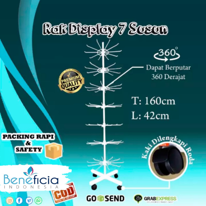 RAK GANTUNG DISPLAY PUTAR MATAHARI 7 SUSUN BESI GANTUNGAN AKSESORIS PERHIASAN TOKO SERBAGUNA A076