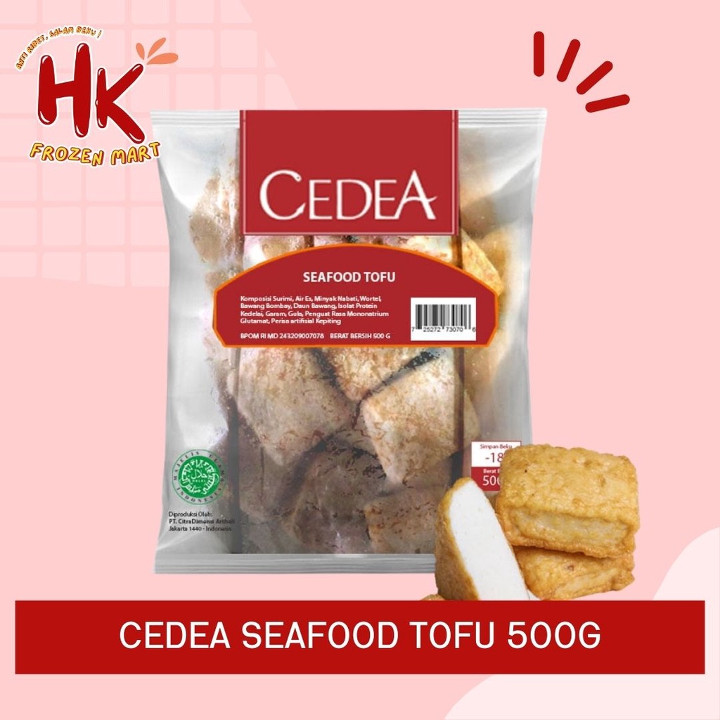 Cedea Seafood Tofu 500 g / isian kuah suki tomyam / bakso bakar / tahu ikan / HK Frozen Mart