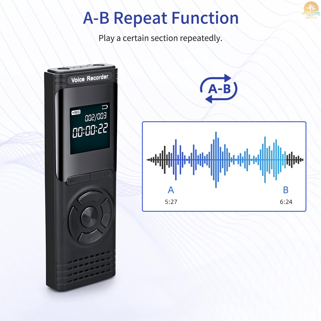 (MMOI) Dictaphone Perekam Suara Digital HD MP3 Player 32GB Support Layar 13 &quot;