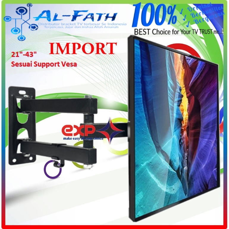 Bracket TV CHANGHONG 14 s/d 43 inch 6 ARAH FULL BESI SUPER KOKOH GARANSI 100% ORI