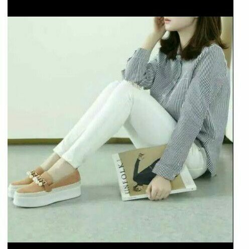 SEPATU SLIP ON FLATFORM WANITA CASUAL SLIPON CEWEK FLAT MAIN KULIAH ADIDAS SANTAI MODEL IMPORT