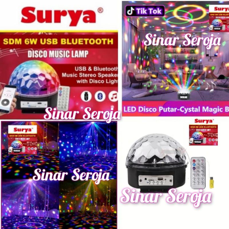 Lampu LED Disco Putar-Cystal Magic Ball SDM USB Bluetooth 6 Watt SURYA