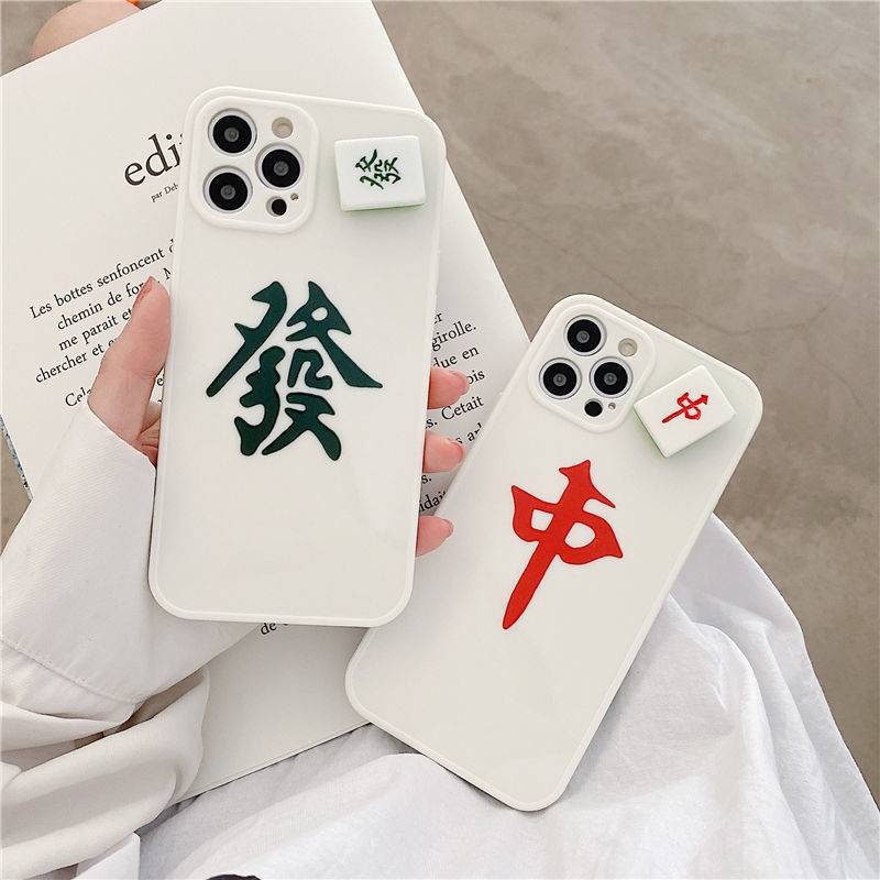 Case Desain Mahjong Gaya China Shockproof Untuk iPhone 12 11 Pro Max Xs XR 7 8 Plus SE 2020 2022