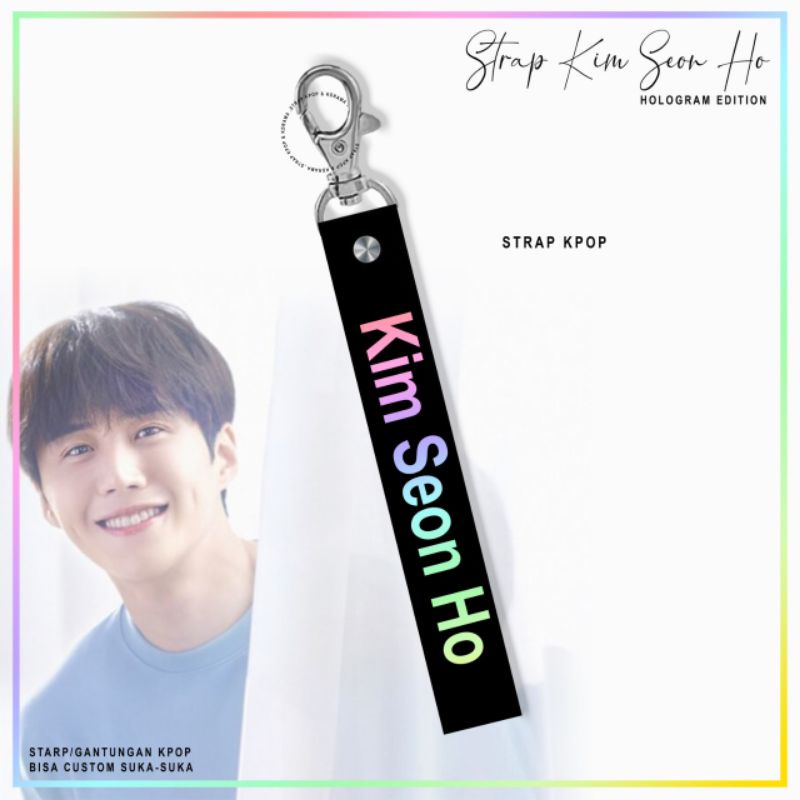 GANTUNGAN KUNCI STRAP HOLOGRAM KIM SEON HO/KEYRING STRAP HOLOGRAM KPOP/WARNA HITAM-PUTIH-BABY BLUE-NEON