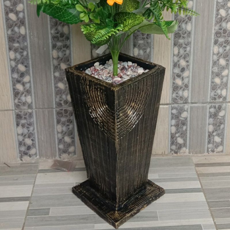 pohon bunga matahari plastik pot kayu, bunga artificial murah, bunga plastik