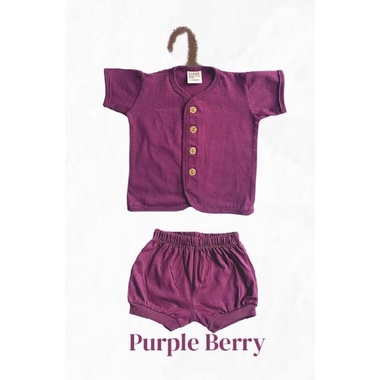 Libby Comfy Set Setelan Pendek / Libby New Born 1 Pasang 0-3 3-6 6-12 Bulan / Libby Baby / Baju Bayi-Purple Berry/Plum