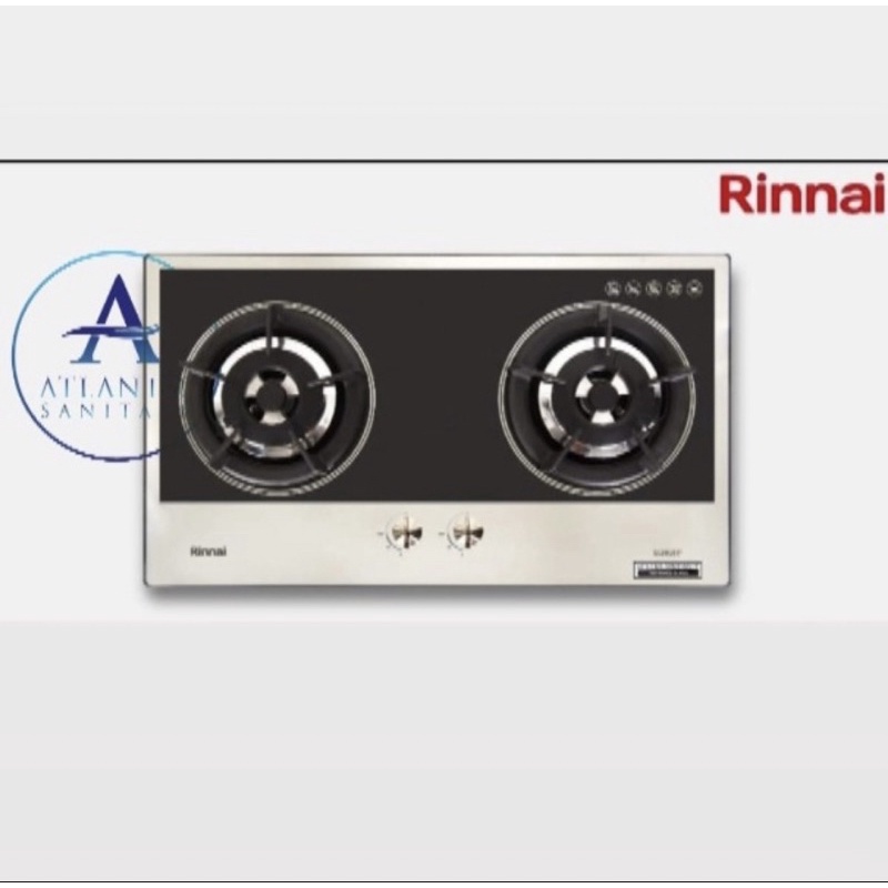 Kompor tanam Rinnai RB 2 GH C/Kompor gas Rinnai 2 tungku RB 2 GH C - Mirror black/Black